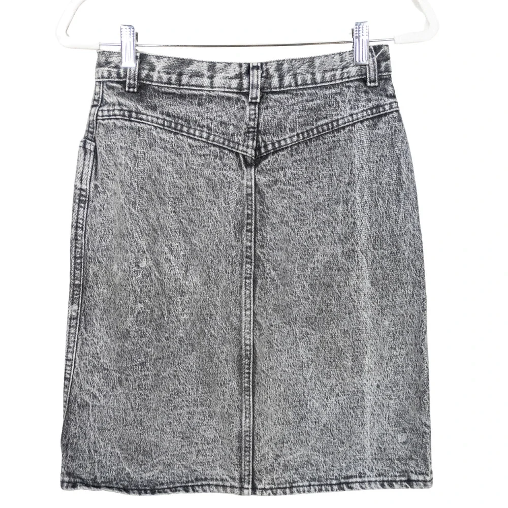 MAINFRAME Vintage 1980s Denim Pencil Skirt Grey Acid-Washed Cotton Women's 9